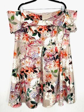 Dorothy Perkins Colorful Floral Formal Dress Off Shoulder Fit & Flare 20 2X